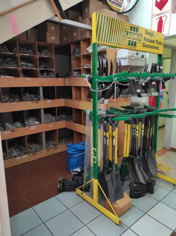 Garden Tools on the shelves at Rachi Bush Mills