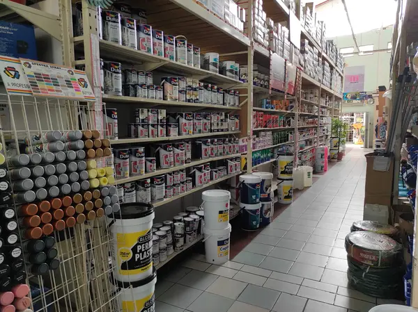 Paints on the shelves at Rachi Bush Mills